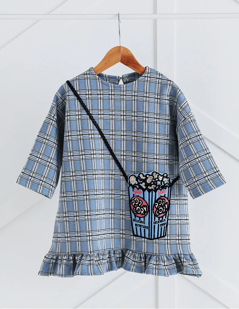 Popcorn Pocket Dress Baby Blue