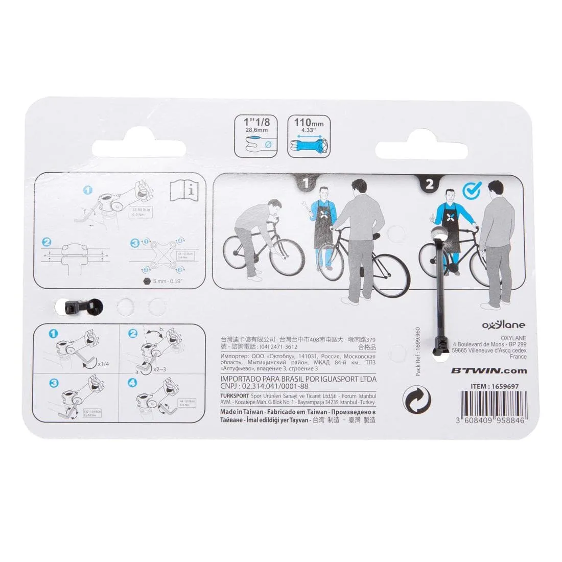 POTENCE VELO REGLABLE AHEADSET OVERSIZE