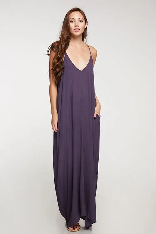 RIZZO SOLID MAXI DRESS PURPLE