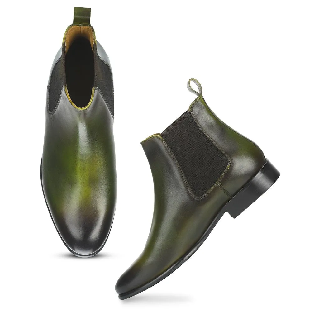 Saint Agostino Two Color Toned Olive Leather With Set