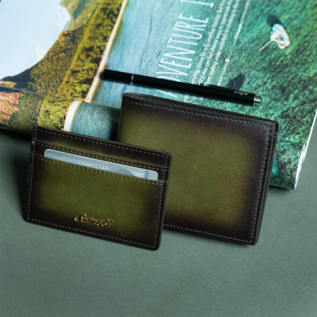 Saint Agostino Two Color Toned Olive Leather With Set