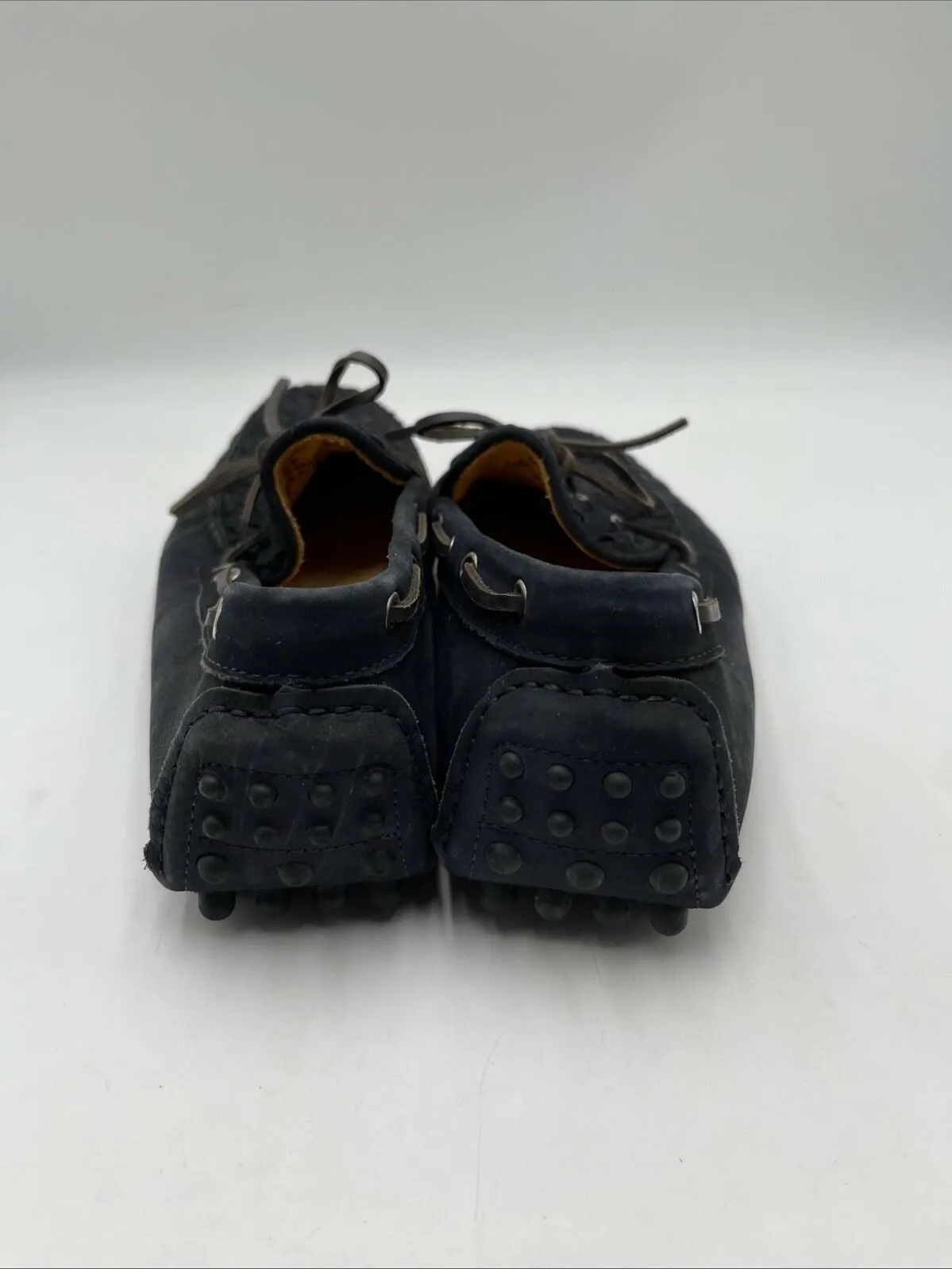 Saks Fifth Avenue Woven Leather Driving Moccasins Navy Blue Size 10.5M - Very Good