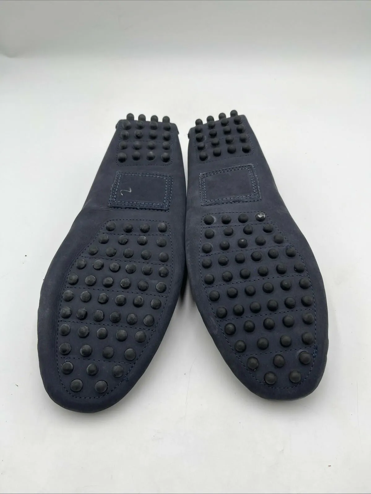 Saks Fifth Avenue Woven Leather Driving Moccasins Navy Blue Size 10.5M - Very Good