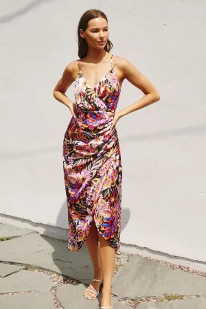 Satin Floral Tulip Dress