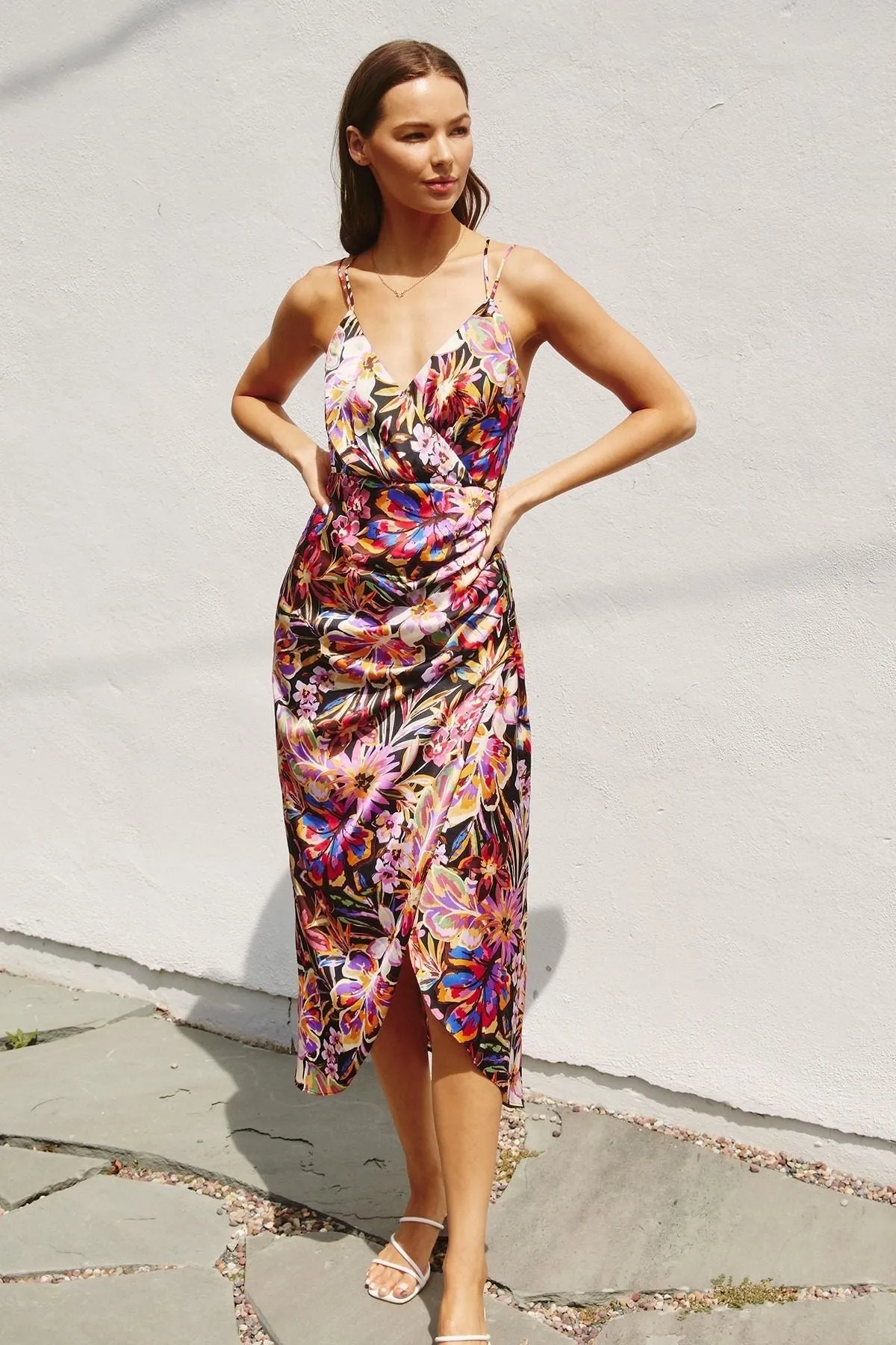 Satin Floral Tulip Dress