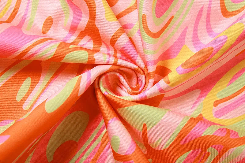 Sexy Strap Backless Print Slim Dress