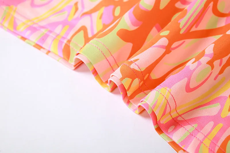 Sexy Strap Backless Print Slim Dress