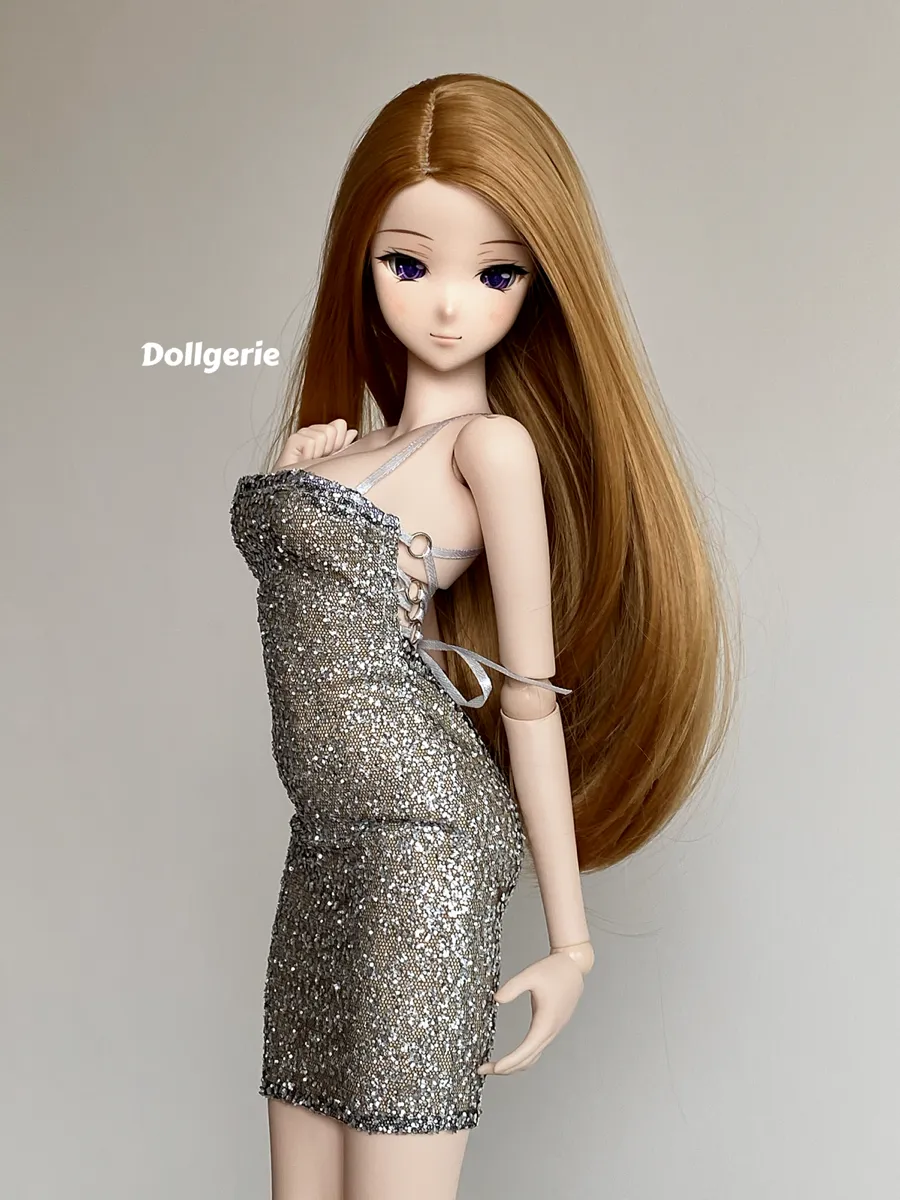 Silver Glitter Thin Strap Bodycon Mini Dress for SmartDoll and DD