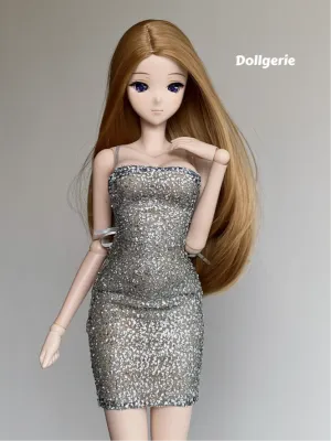 Silver Glitter Thin Strap Bodycon Mini Dress for SmartDoll and DD