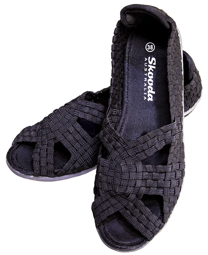 Skooda Sandals Ladies Black, Black soles