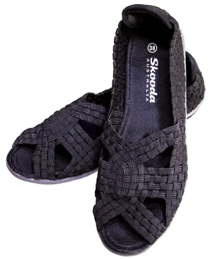 Skooda Sandals Ladies Black, Black soles