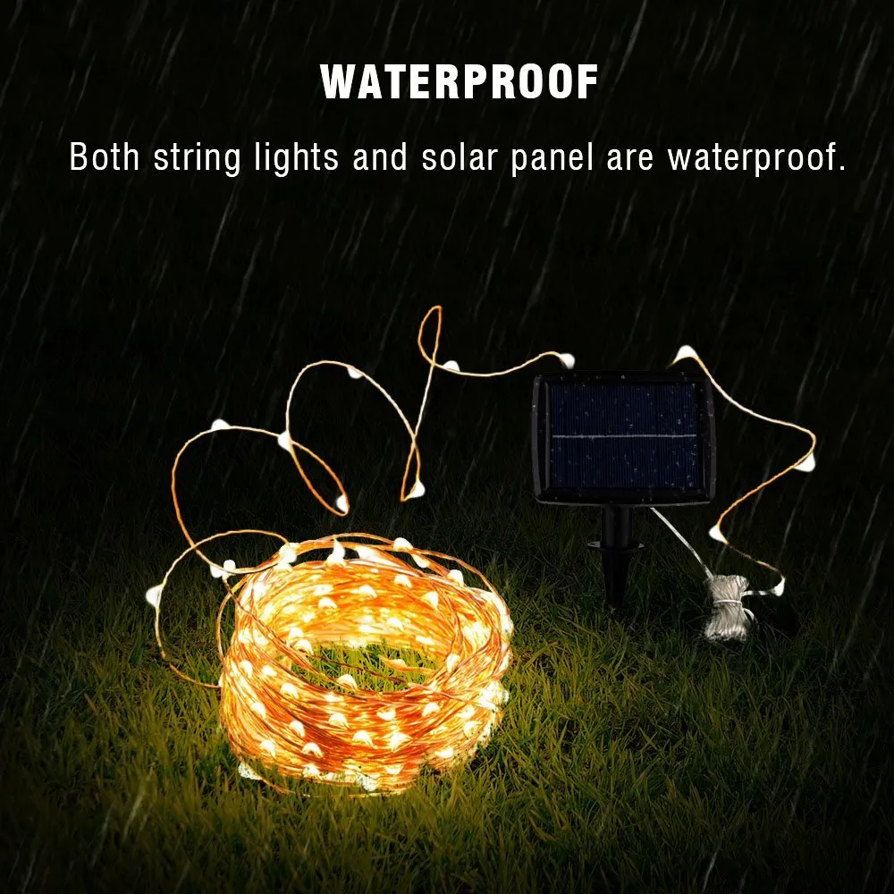 Solar String Fairy Lights 12m 100LED / 5M 50 LED Waterproof Outdoor Garland Solar Power Lamp