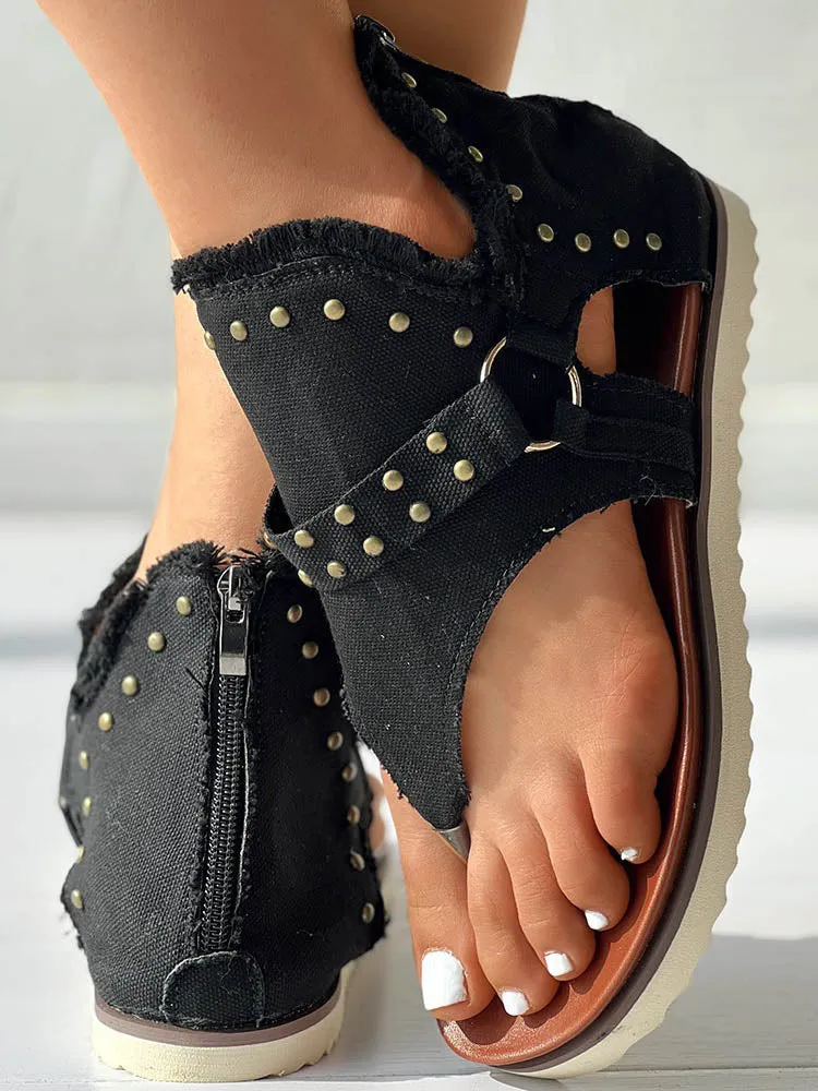 Star Print Studded Sandals
