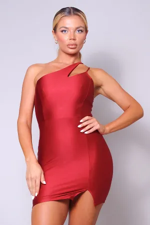 Strap Cutout One Shoulder Mini Dress