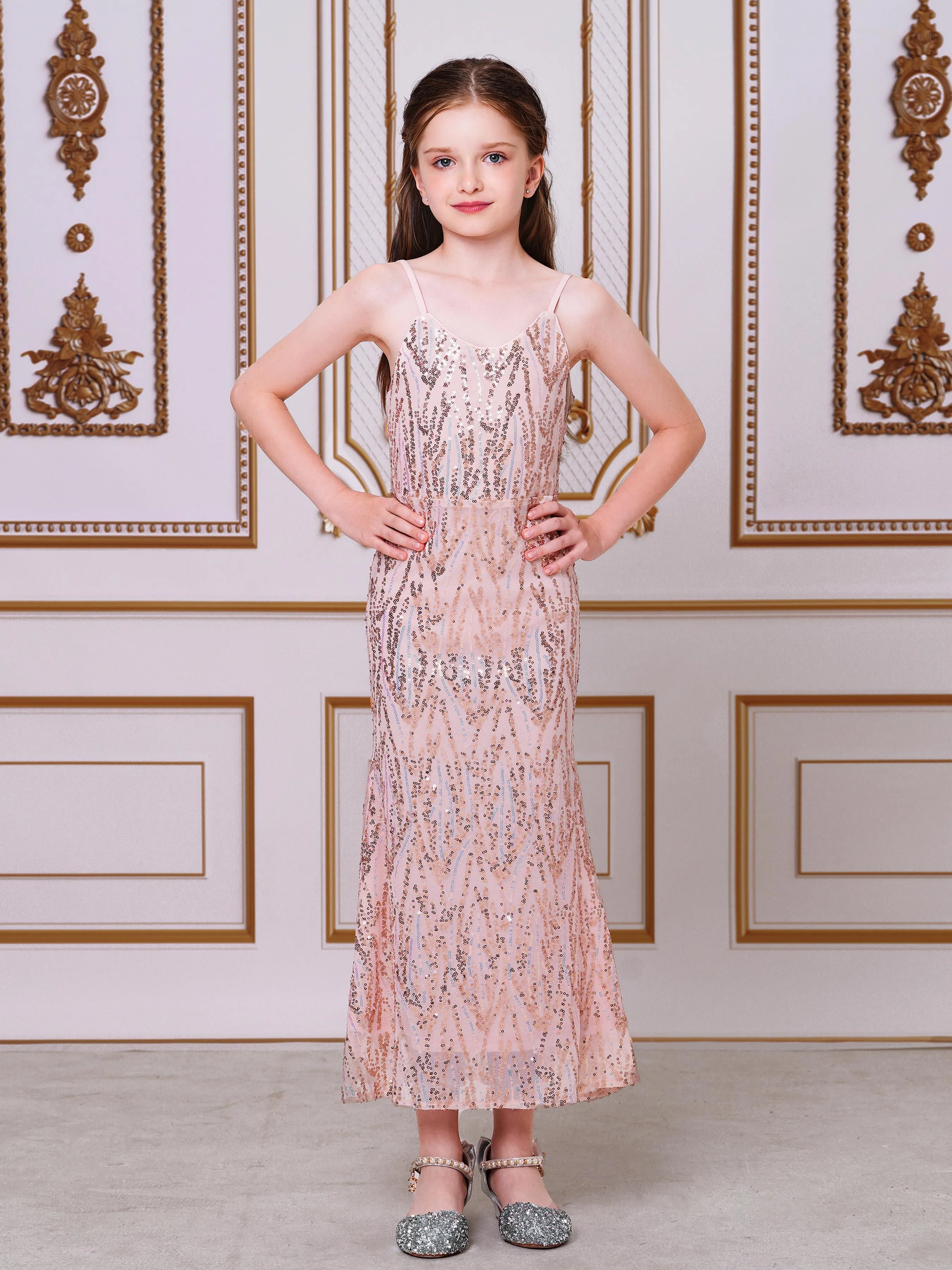 Teen Spaghetti Sequin Sheath Party Dress CXH1589