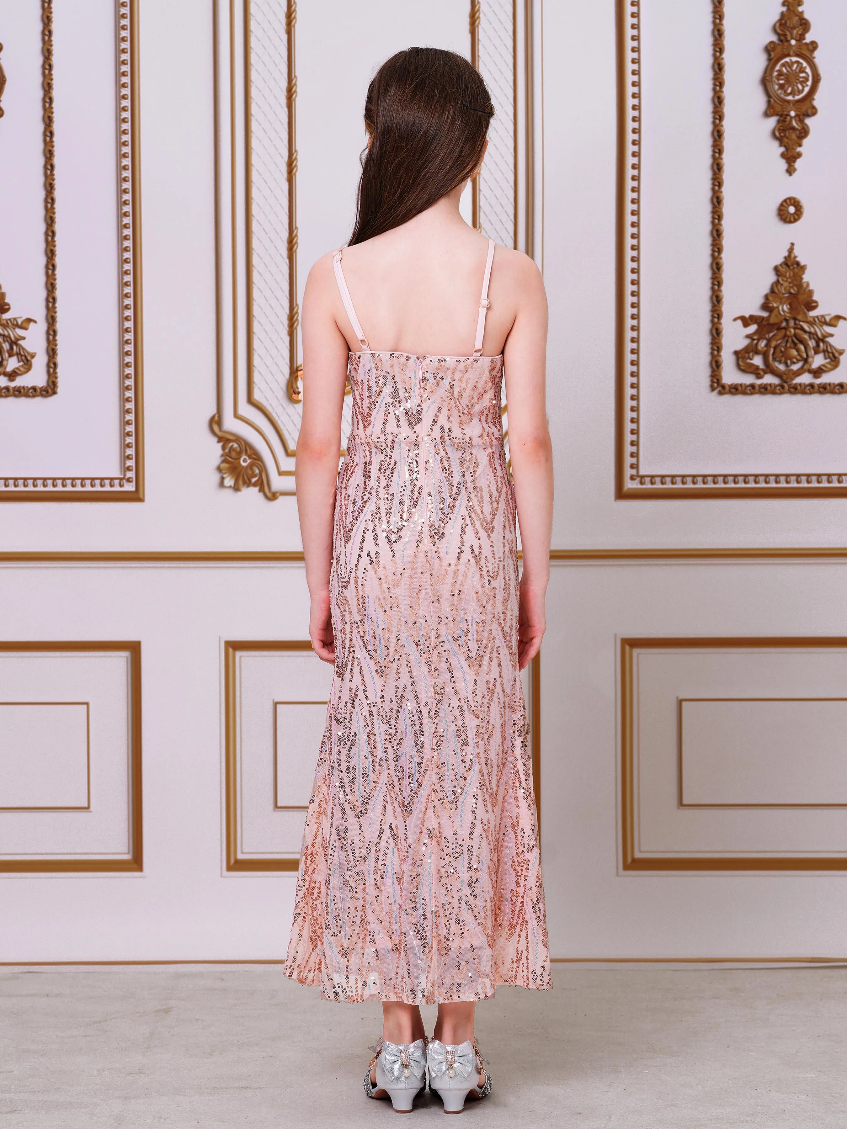 Teen Spaghetti Sequin Sheath Party Dress CXH1589