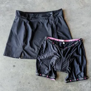 Terry Black Cycling Skirt and Padded Bike Shorts Set large