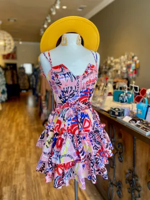 Thin Strap Graffiti Short Dress