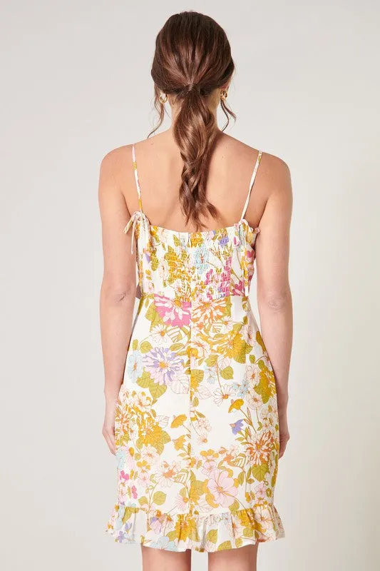 Tie Strap Ruffle Mini Dress