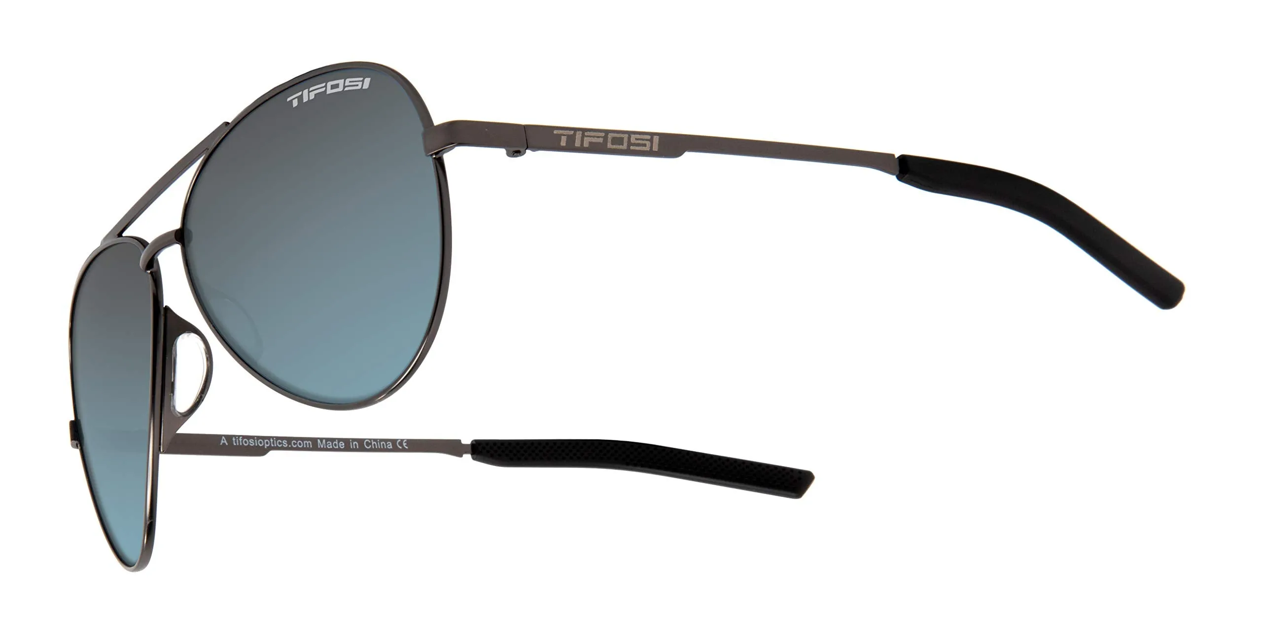 Tifosi Optics Shwae Aviator Sunglasses (Graphite, Smoke Bright Blue)