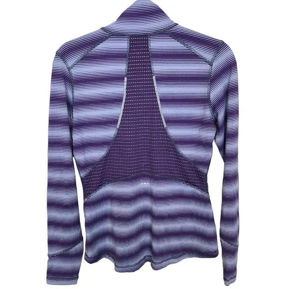 Title Nine Womens XS Purple Striped Long Sleeves Full Zip Athletic Golf Jacket