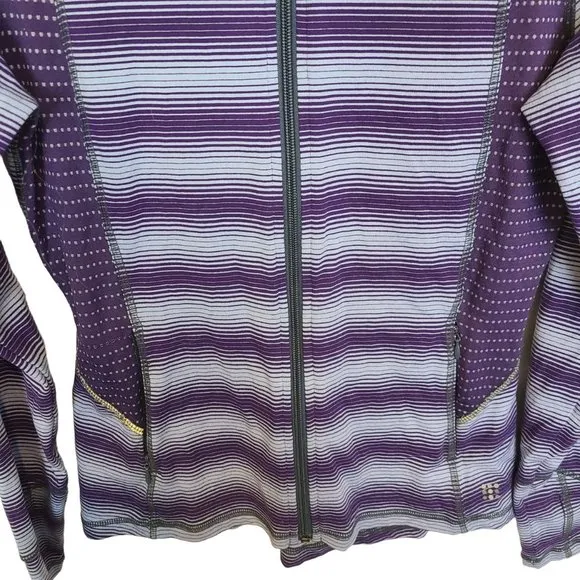 Title Nine Womens XS Purple Striped Long Sleeves Full Zip Athletic Golf Jacket