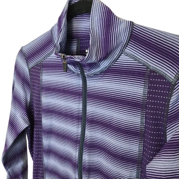 Title Nine Womens XS Purple Striped Long Sleeves Full Zip Athletic Golf Jacket