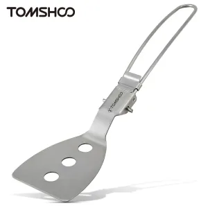 TOMSHOO Stainless Steel Folding Spatula - Portable Cooking Utensil for Camping - 8.3"