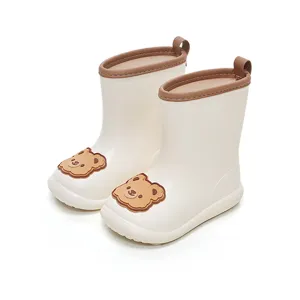 U-Tune Cartoon Bear Kids Rain Boots - White, Size 190