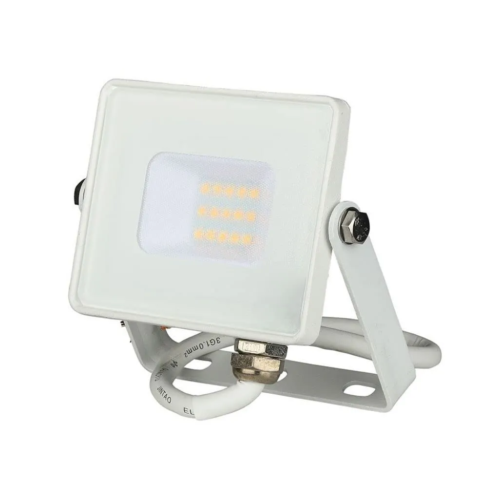 V-TAC 10W Waterproof Outdoor Security Floodlight with Samsung LED Body Glass IP65 4000K Day White 800 lumens [Energy Class A ], Die Cast Aluminium
