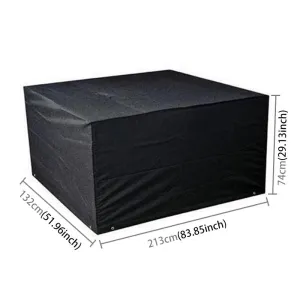 Waterproof 210D Oxford Cloth Cover For Outdoor Furniture Set - Protects From Uv Dust And Rain - 213 X 132 X 74Cm - Black