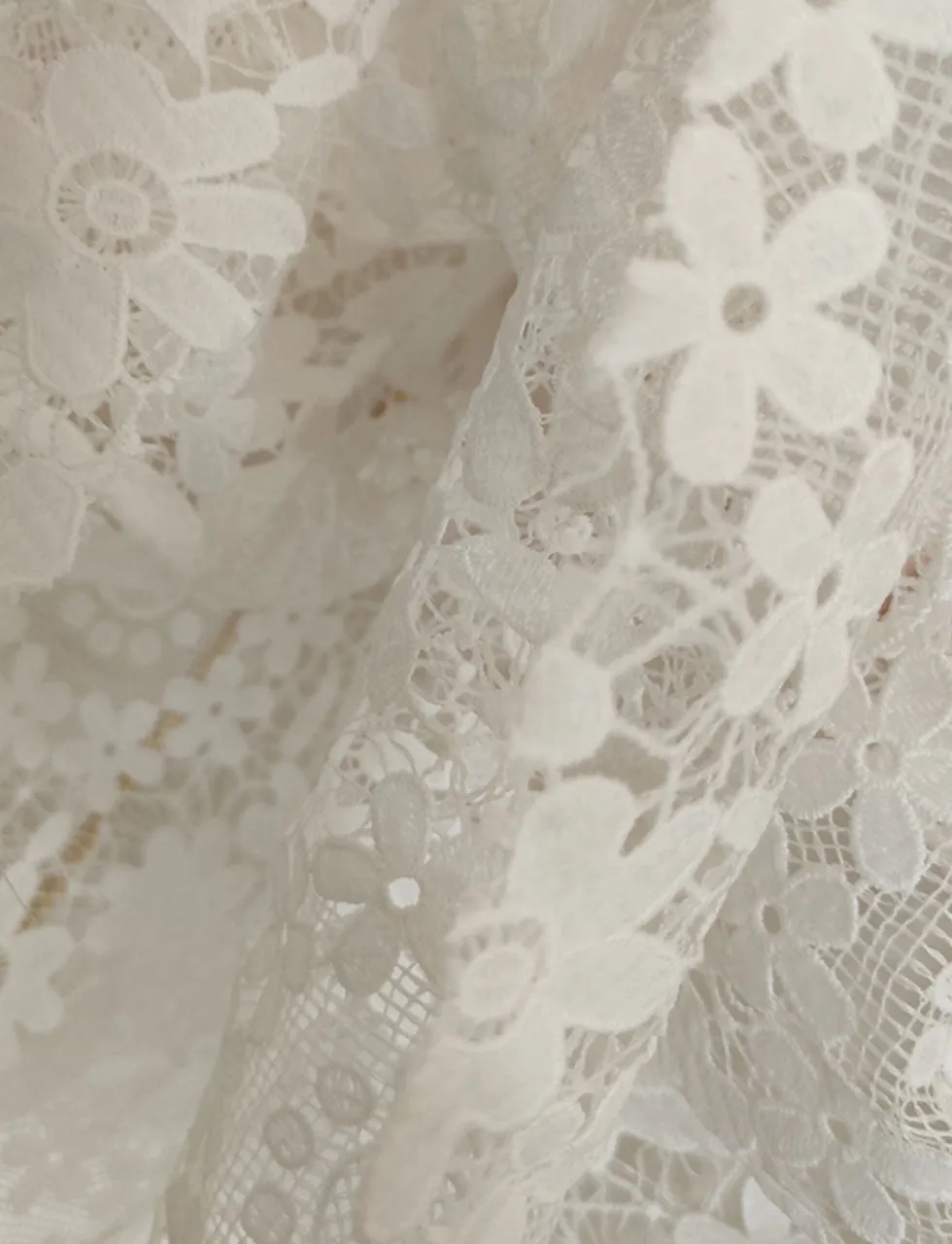 White Flower Lace Tube Swing Party Dress