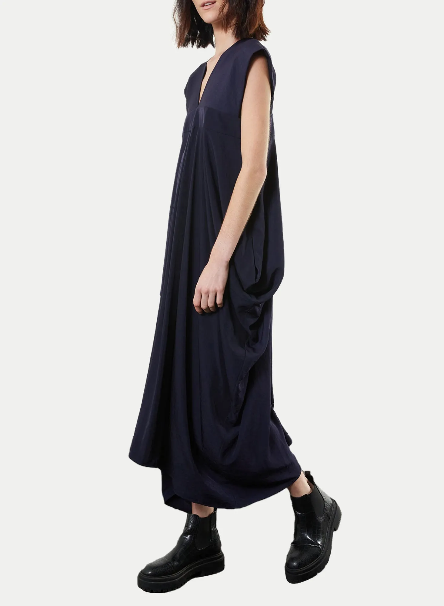 Wide Strap Dress - Navy