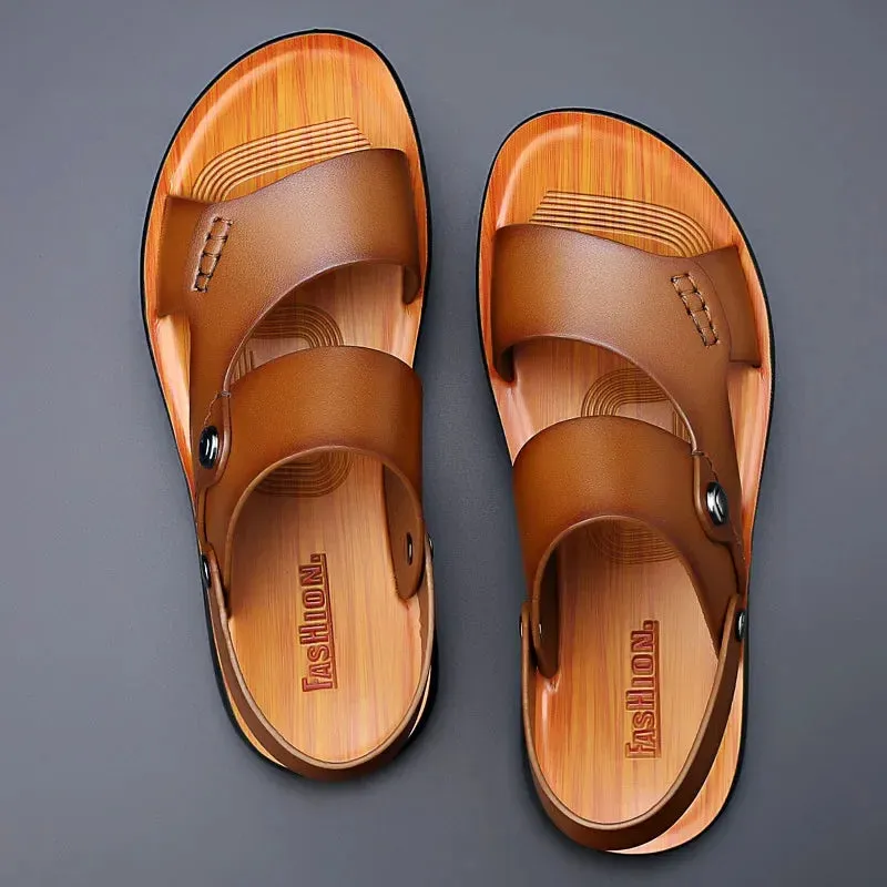 WildesLeder Herren Echte Leder Sandalen für Sommerstrandabenteuer