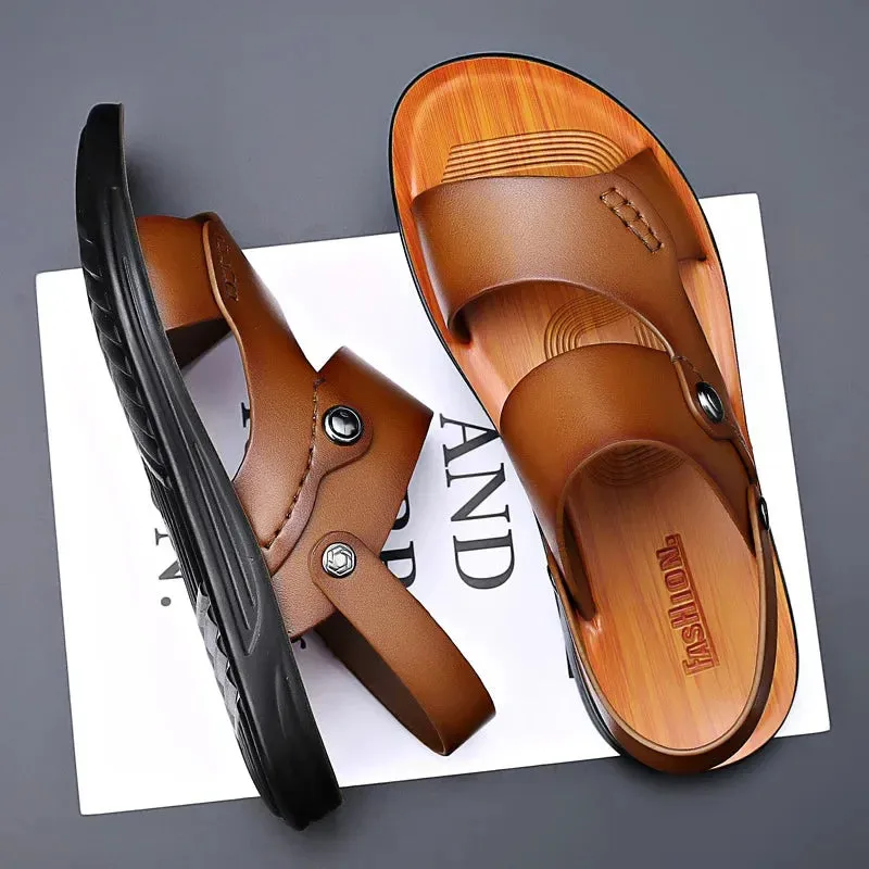 WildesLeder Herren Echte Leder Sandalen für Sommerstrandabenteuer