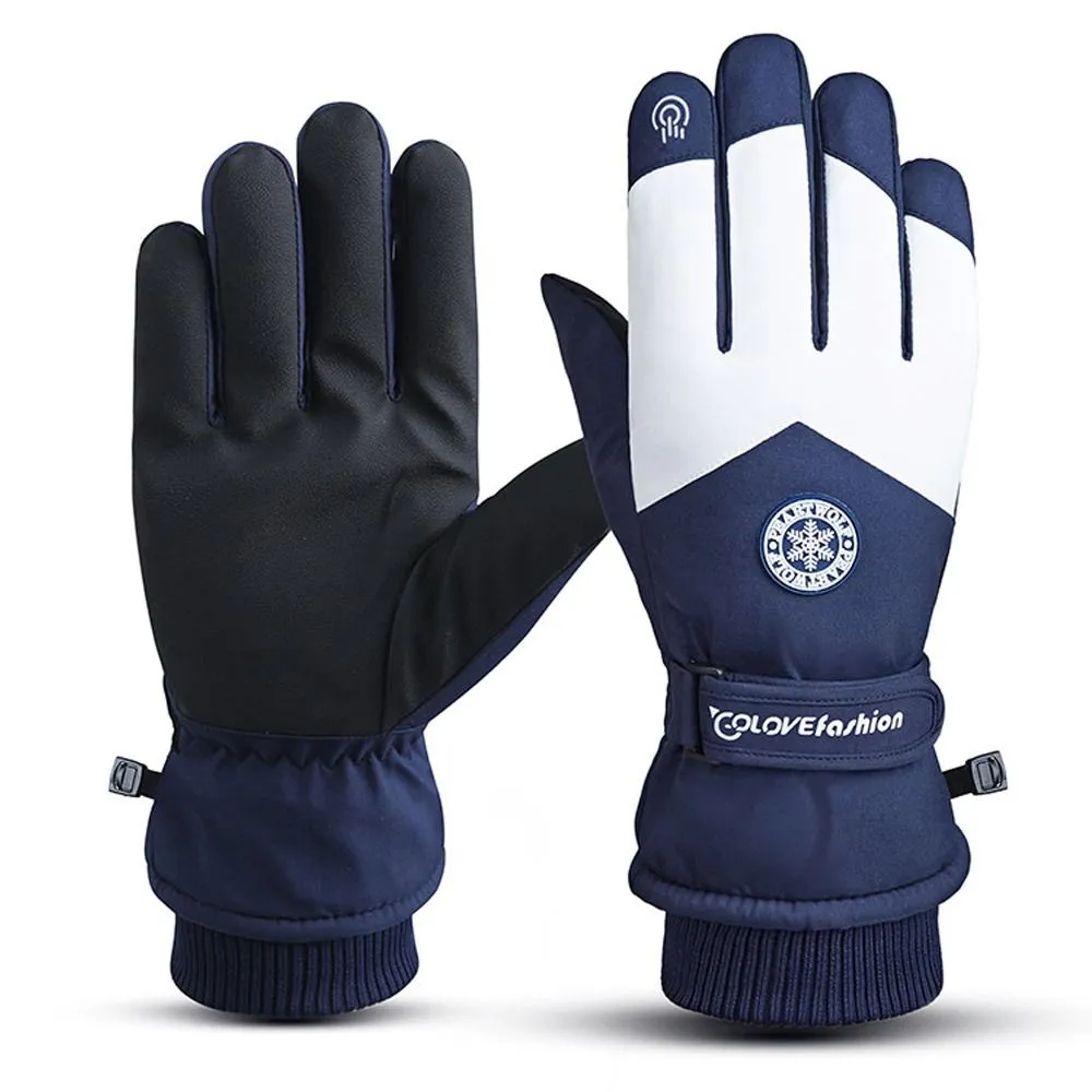 Winter Snowboard Ski Gloves, PU Leather Non-slip Touch Screen Waterproof Warm Sports Gloves For Cycling Skiing Snowboarding