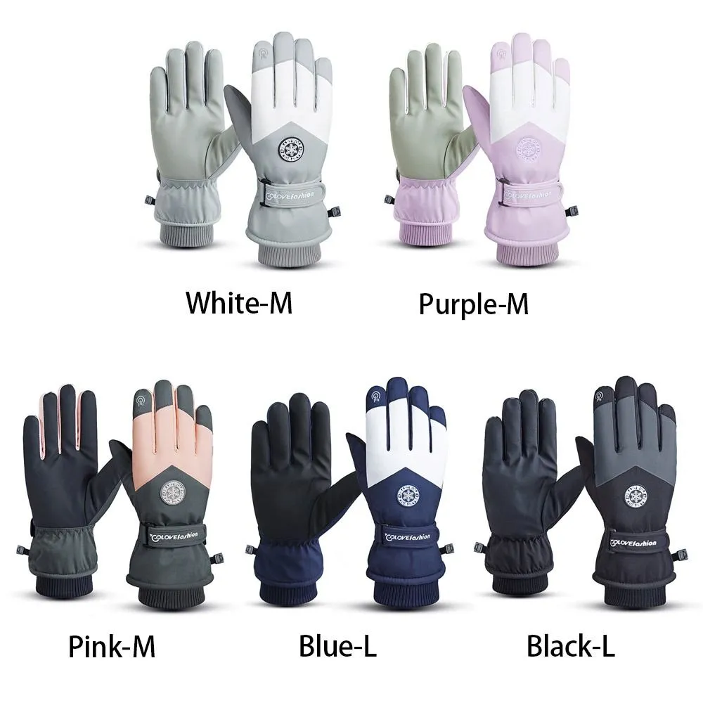 Winter Snowboard Ski Gloves, PU Leather Non-slip Touch Screen Waterproof Warm Sports Gloves For Cycling Skiing Snowboarding