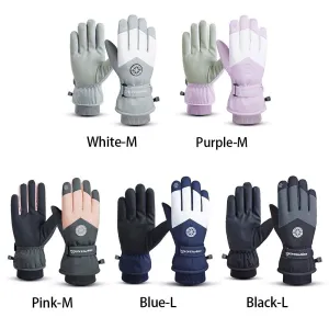 Winter Snowboard Ski Gloves, PU Leather Non-slip Touch Screen Waterproof Warm Sports Gloves For Cycling Skiing Snowboarding