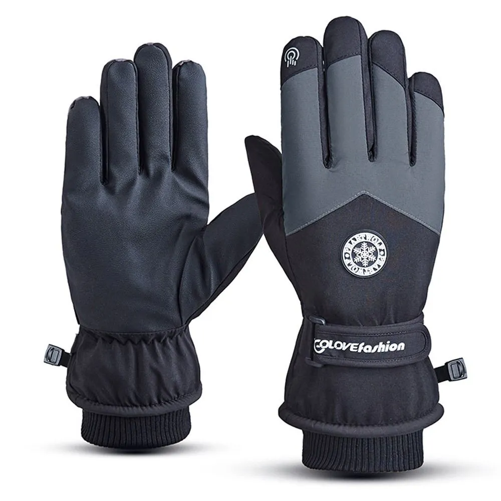 Winter Snowboard Ski Gloves, PU Leather Non-slip Touch Screen Waterproof Warm Sports Gloves For Cycling Skiing Snowboarding