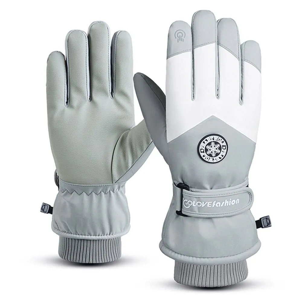 Winter Snowboard Ski Gloves, PU Leather Non-slip Touch Screen Waterproof Warm Sports Gloves For Cycling Skiing Snowboarding