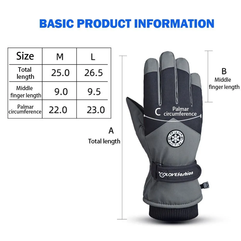 Winter Snowboard Ski Gloves, PU Leather Non-slip Touch Screen Waterproof Warm Sports Gloves For Cycling Skiing Snowboarding