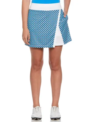 Womens 16" Floral Geo Print Wrap Golf Skort