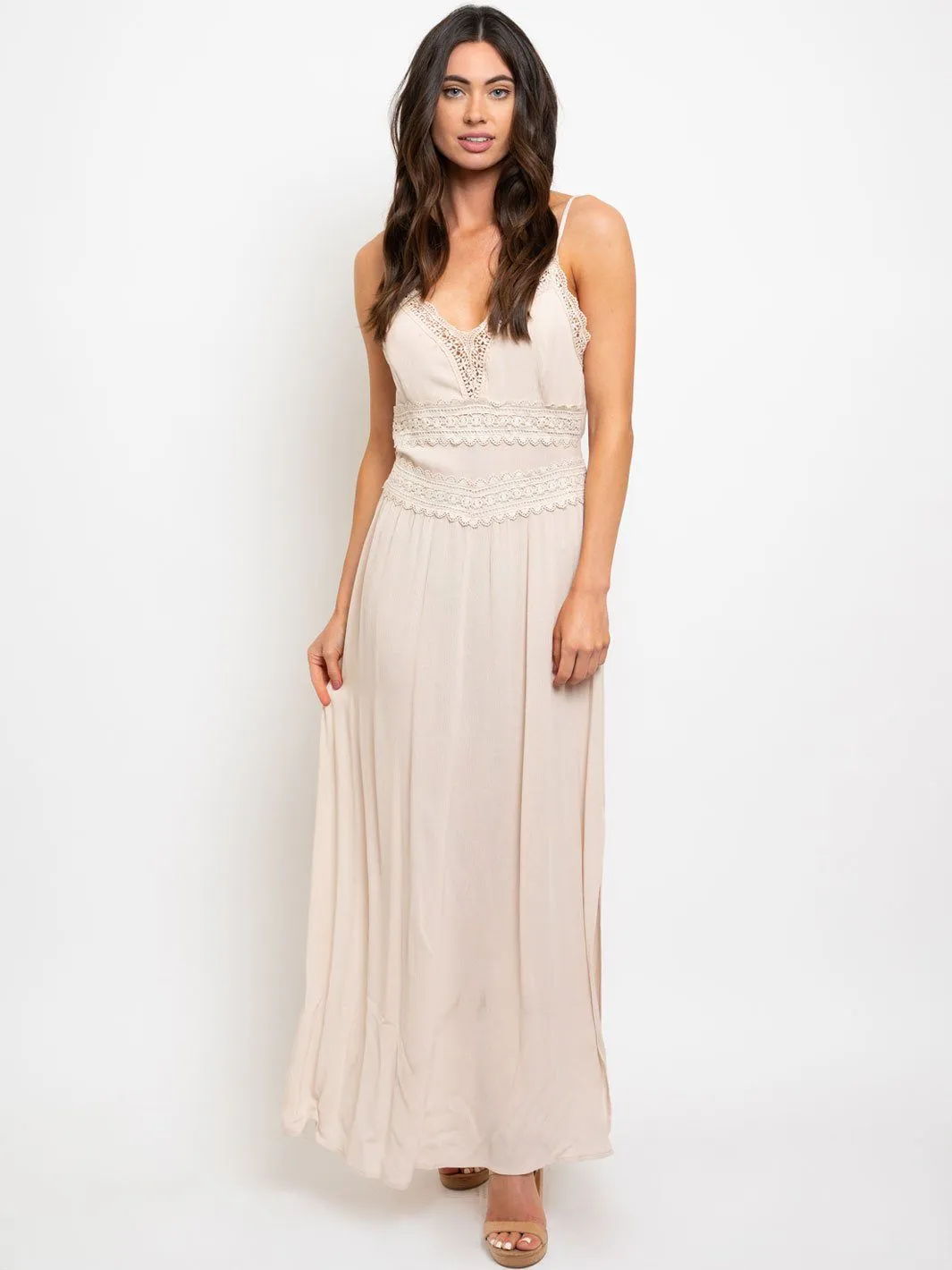 WOMEN'S CROCHET DETAIL MAXI DRESS