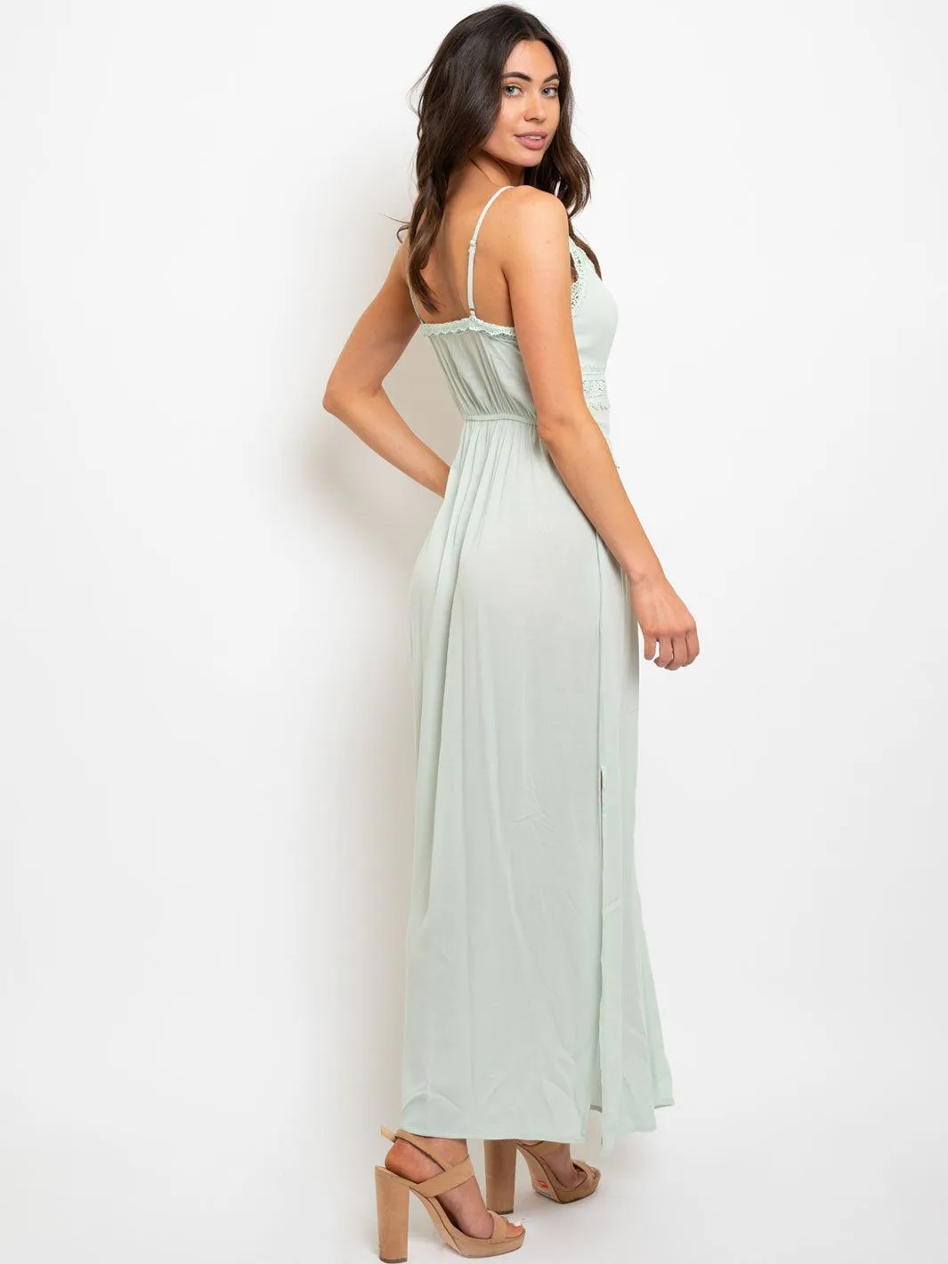 WOMEN'S CROCHET DETAIL MAXI DRESS