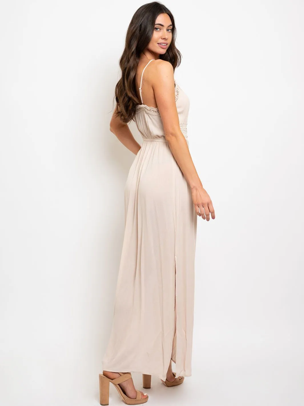 WOMEN'S CROCHET DETAIL MAXI DRESS