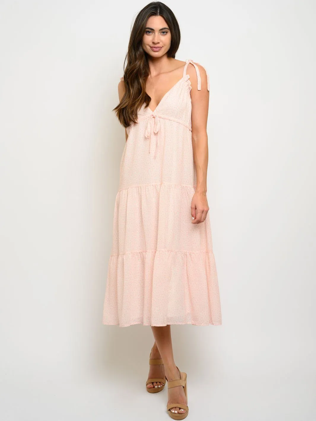 WOMEN'S FLORAL LAYERED MIDI DRESS