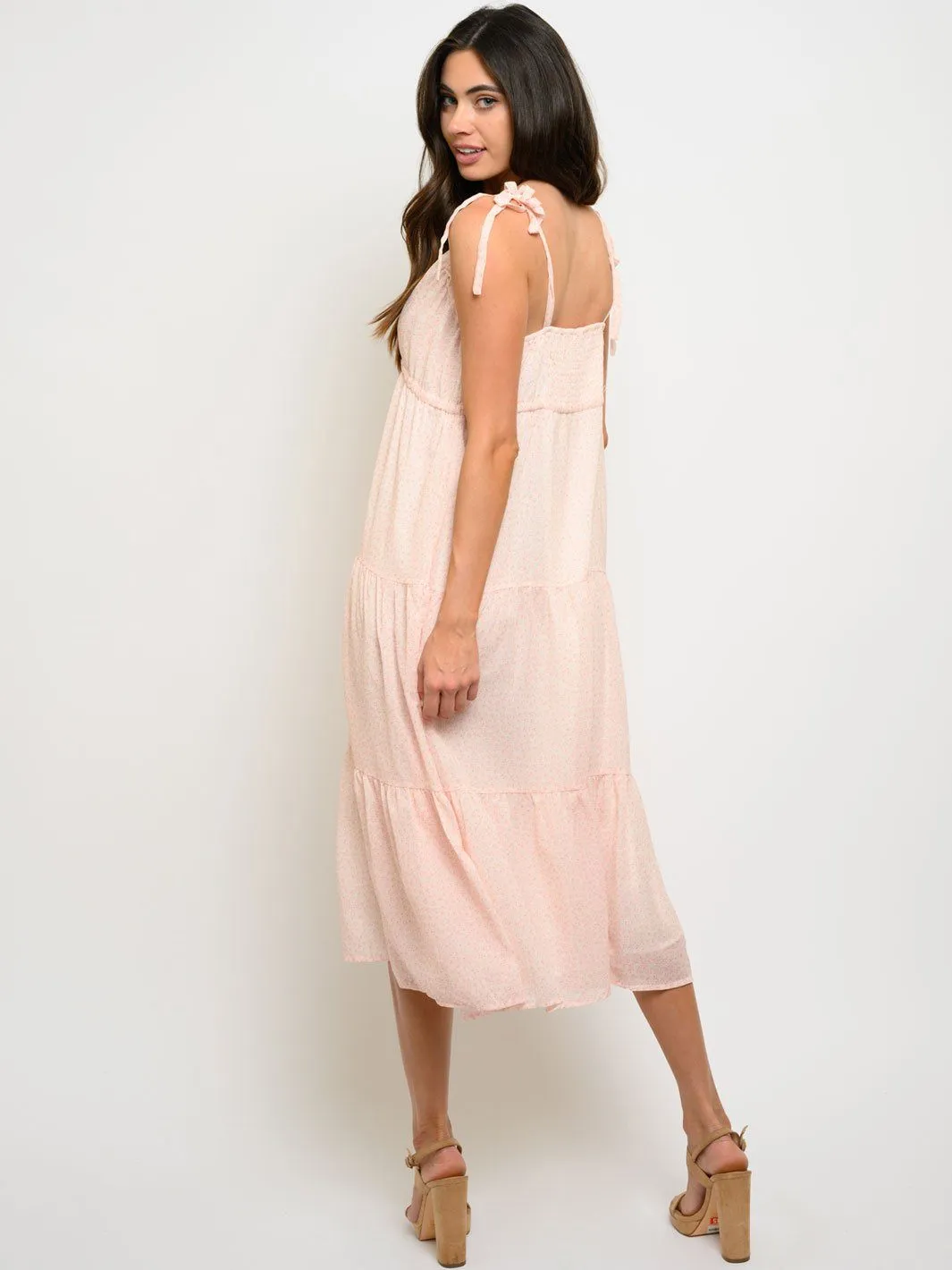 WOMEN'S FLORAL LAYERED MIDI DRESS