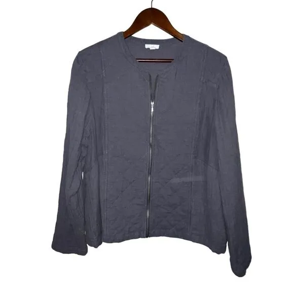 Women's J. Jill 100% Cotton Navy Blue Quilted Jacket