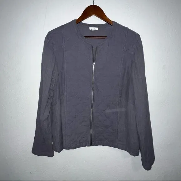 Women's J. Jill 100% Cotton Navy Blue Quilted Jacket
