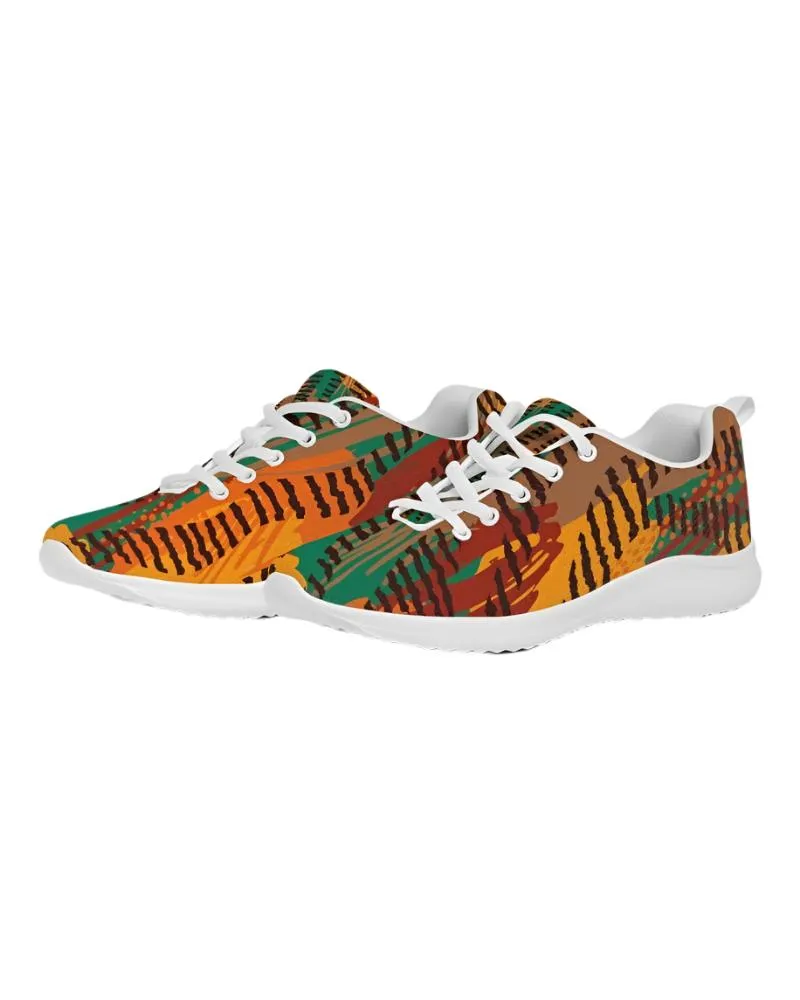 Womens Sneakers - Brown and Gold Low Top Canvas Running Shoes by inQue.Style